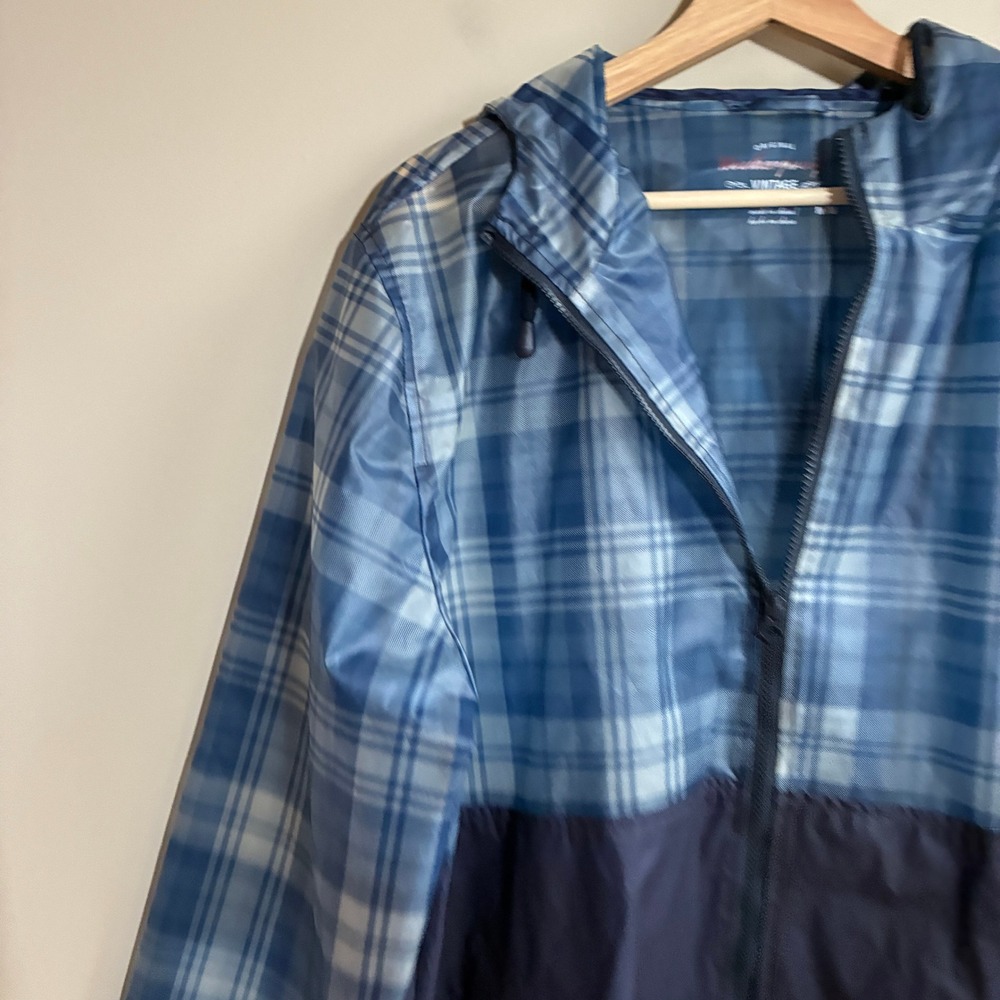 Weatherproof Vintage Plaid Windbreaker Jacket M Blue Mens Waterproof Hooded TPU - Picture 2 of 8